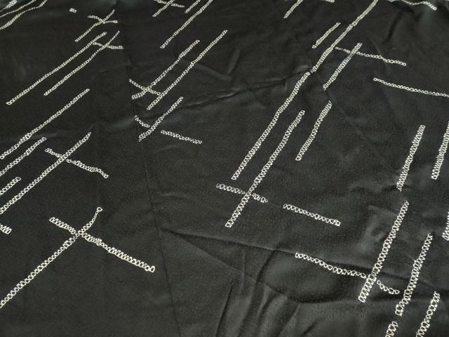 Kimono - 平和屋着物■上質な小紋　絞り　幾何学文　黒地　正絹　逸品　DABD3374sf