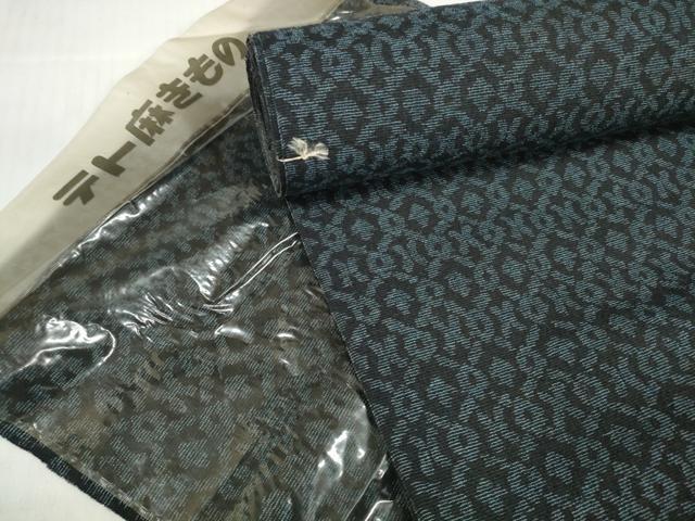 平和屋着物＊夏物　小紋　テト麻　反物　着尺　幾何学文様　未使用　DABD7231zzz