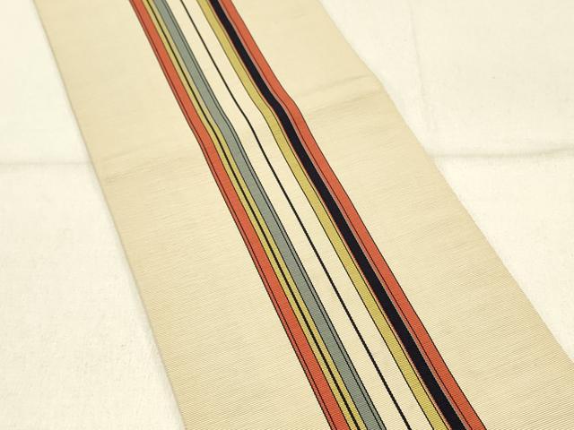 Rakuten - 平和屋着物◎本場筑前博多織　半幅帯　縞　証紙付き　正絹　逸品　DABE3682qp