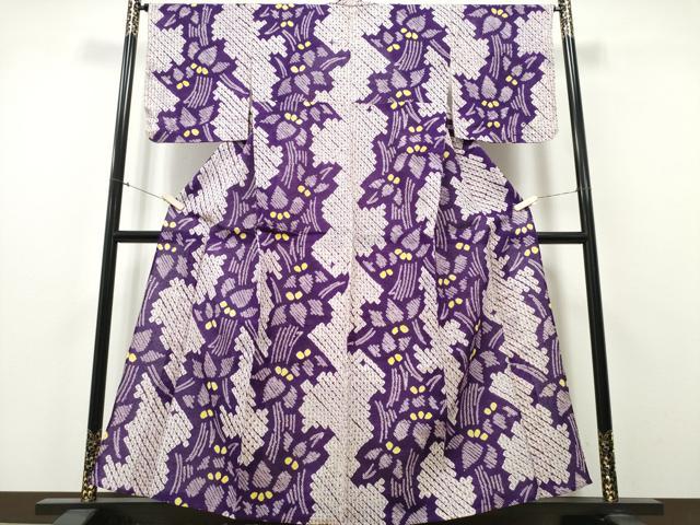 平和屋着物∴夏物　浴衣　有松鳴海絞り　杜若　綿　逸品　CABA0419ng