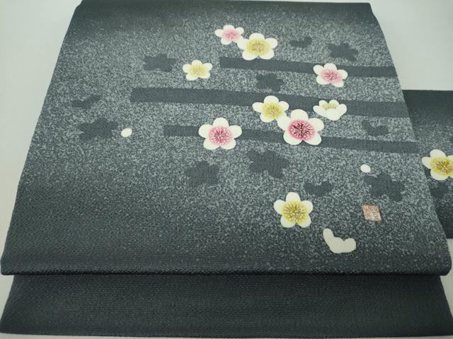 平和屋着物●人間国宝・羽田登喜男　九寸名古屋帯　舞梅　鬼しぼ縮緬　正絹　逸品　DABE5324ps