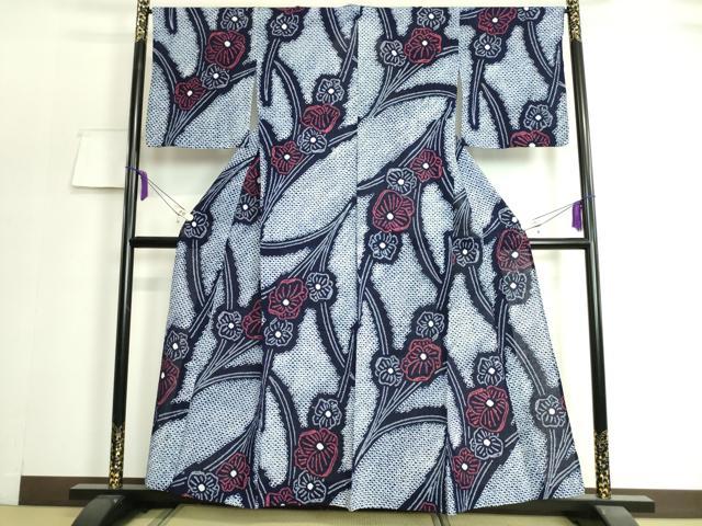 平和屋着物∴極上　夏物　浴衣　有松鳴海絞り　草花文　綿　逸品　DZAA20184kh5