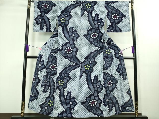 平和屋着物∴極上　夏物　浴衣　有松鳴海絞り　草花文　綿　逸品　DZAA20229kh5