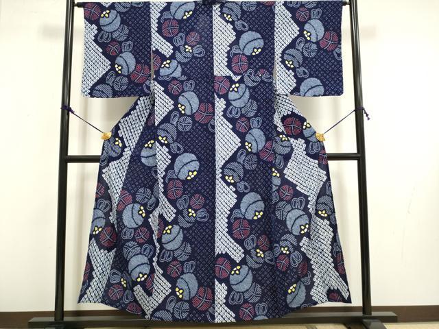 Female Yukatas - 平和屋着物∴極上　夏物　浴衣　有松鳴海絞り　花毬文　綿　逸品　未使用　DZAA20295kh5