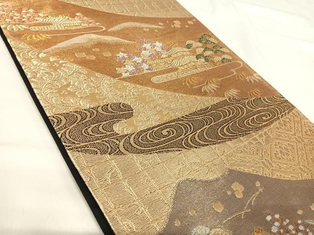 平和屋の平和屋着物◎六通柄袋帯 唐織 金閣寺 紫峰水明 金糸 正絹 逸品 AABI1024yx｜アングル2