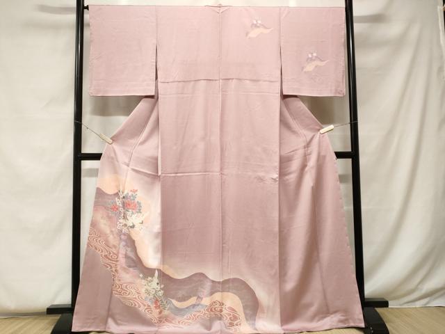 Rakuten - 平和屋着物■訪問着　道長飛鶴草花文　暈し染め　金銀彩　正絹　逸品　CABF4348ev