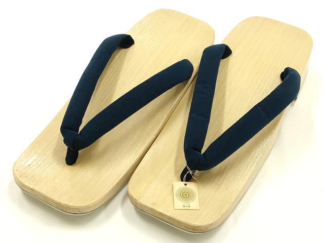 平和屋着物●男性 和装小物 下駄 伊と忠 鼻緒:紺 逸品 未使用 AABH4392ay