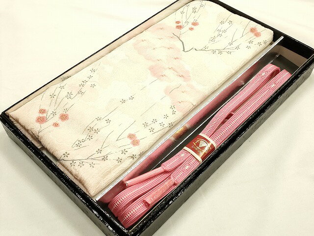 平和屋着物●和装小物　帯締め・帯揚げセット　千晃　平組　枝花文　金彩　逸品　未使用　AABH6789ay