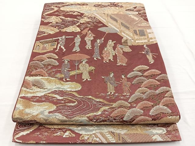 ■■■　サイズ　■■■ 長さ 408cm 幅 30cm程 ■■■　商品詳細　■■■ 【正絹・芯なし】 詳細に関しましては、画像をご確認ください。 大変上質な逸品になります。 お安く出品致しますので、是非この機会にいかがでしょうか？ ■■■　注意事項　■■■ ■モニター発色の具合により色合いが異なる場合がございます。 ■寸法は多少の誤差が生じる場合がございますのでご了承ください。 ■縫込みの長さが左右非対称の場合は短い部分を記載しております。 左右非対称であってもご返品・お値引き等の保証は出来かねますので、ご了承の上ご購入をお願い致します。 ■シミ等のチェックには注意を払っておりますが、見落としがある場合もございますし、個人の見解も様々ですので神経質な方のご購入はお控えください。 ■箪笥に入っておりました着物や帯なので畳みシワや匂いがあるものもございます。 ■お休みは基本的に土日祝となりますが、その他臨時でお休みする場合がございますのでご了承ください。 ■商品の発送は平日のみの発送となります。 ■夜間と土曜、日曜日はお問い合わせの回答が遅れる場合がございます。 ■当店では、お直し、紋入れ、お手入れ等は承っておりません。 ■生地の状態（ヤケ、経年劣化等）によってはサイズ直しが出来ない場合がございます。 その点もどうかご了承のうえ、ご購入をお願いいたします。 ■弊社で取り扱う商品は一点ものにつき、時期や在庫状況に応じて金額が変更となる場合がございます。 ■検針は行っておりません。予めご了承いただきますようお願いいたします。 ■【洗える着物】と記載のある商品におきましては、商品お届け後に洗濯を行ってしまってからのご返品にはご対応しかねます。 念の為、専門店でのお手入れをお願いいたします。 ■着物のサイズ目安は下記を参考ください↓ ＜女性着物＞　お端折り次第で＋5cm　−1cmが着用可能サイズ 　例）身丈170cmの場合、身長160cm〜175cm ＜男性着物＞　身丈＋約25cm〜27cm程が適応身長 　例）身丈155cmの場合、身長180〜182cm