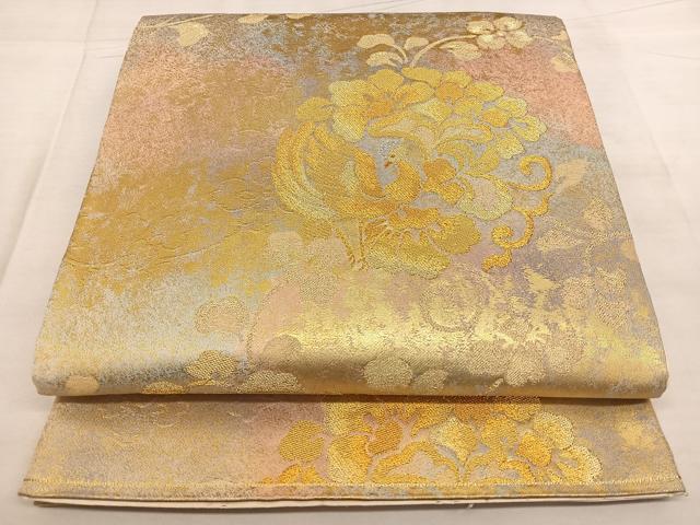 平和屋着物◎六通柄袋帯　唐織　花鳥唐草文　金銀糸　正絹　逸品　BAAX0026qw