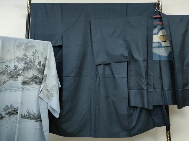 平和屋着物●男性　本場大島紬　アンサンブル　長襦袢セット　100亀甲　総詰め　正絹　逸品　CABF3256ut
