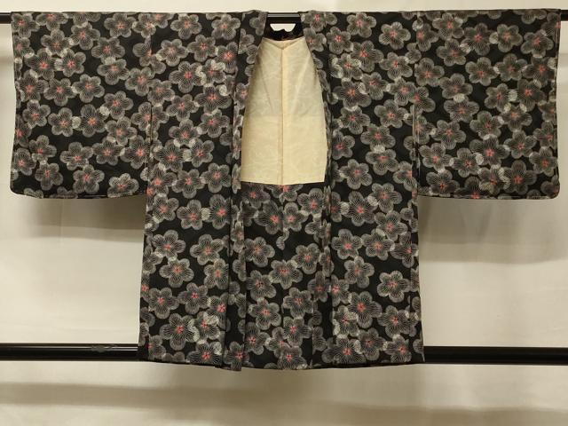 Full-Length Under-Kimono - 平和屋着物＃羽織　花づくし　黒地　正絹　逸品　未使用　CABE5592in