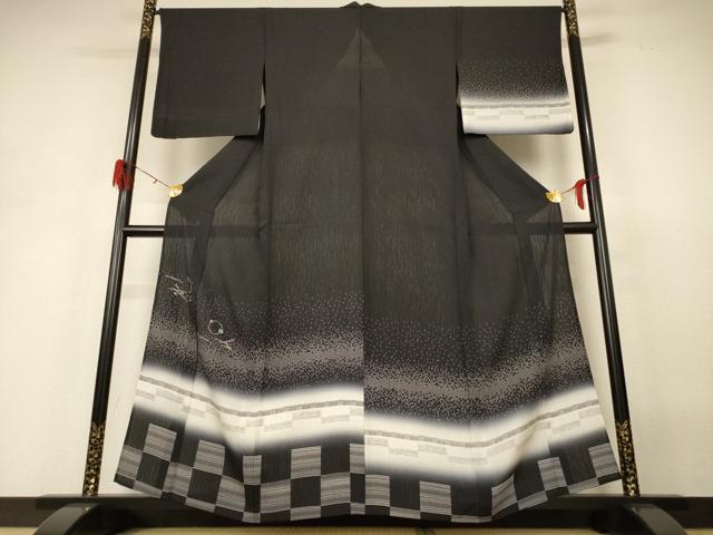 平和屋着物＊夏物　訪問着　変わり絽　雪輪市松文　暈し染め　正絹　逸品　AABH3947jd