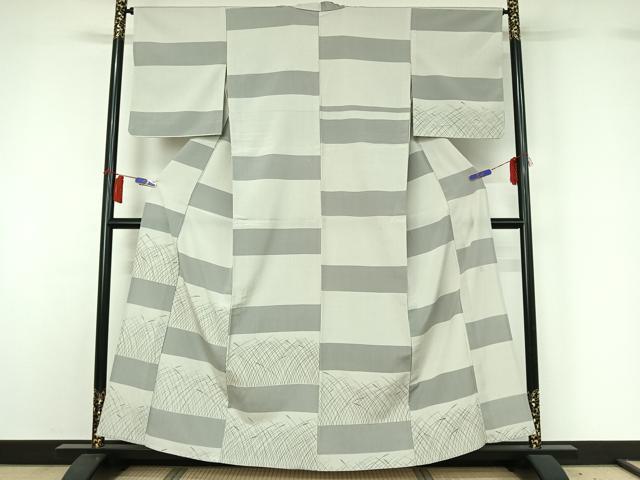 平和屋着物▽本塩沢　やまだ織　訪問着　染色作家　桐村博　単衣　薄文　正絹　逸品　AABH5575jh