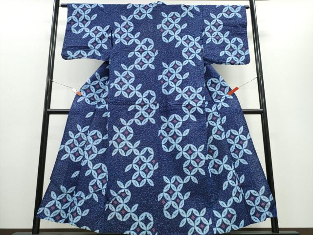 平和屋着物∴夏物　浴衣　七宝文　リップル生地　綿　逸品　CABE8846ng