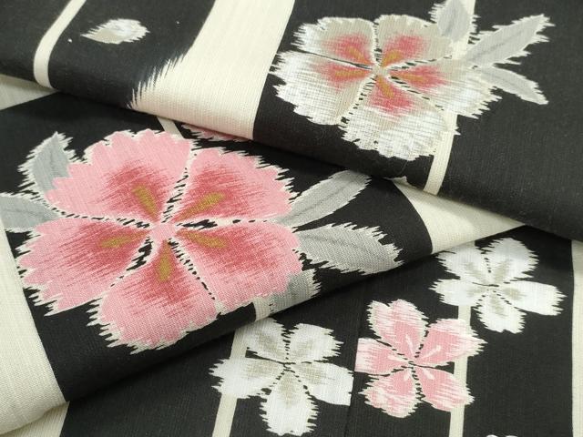 平和屋着物∴夏物　浴衣　矢羽花文　日本製　綿　逸品　CABE8853ng