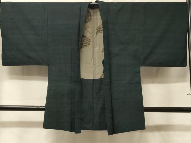 平和屋着物＃男性　長羽織　紬地　霞文　正絹　逸品　CABE5478in