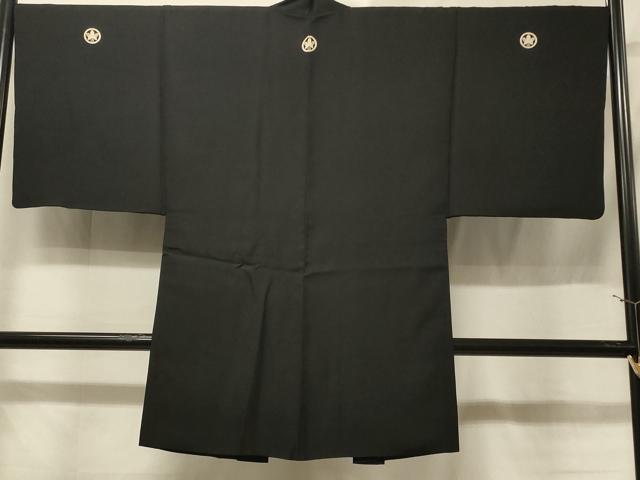 Full-Length Under-Kimono - 平和屋着物＃男性　長羽織　黒紋付き　作家物　正絹　逸品　CABE5508in