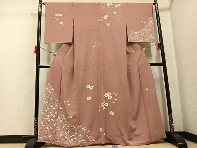 平和屋着物●人間国宝 森口華弘愛弟子　薪糊作家　坂井修　訪問着　桜文　大丸扱い　正絹　逸品　AABH3047ph