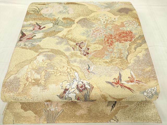 平和屋本店●超希少　染彩芸術の巨匠　皆川月華　ろうけつ染　訪問着　刺繍　飛鳥文　暈し染め　逸品　DZAB2483kh6 平和屋本店○超希少 染彩芸術の巨匠 皆川月華 塩瀬 九寸名古屋帯 刺繍