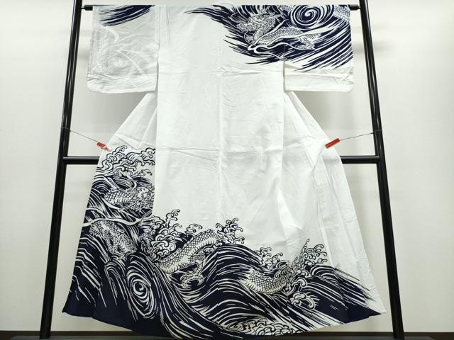 平和屋着物∴夏物　浴衣　訪問着　立波龍文　綿　逸品　CABE8848ng