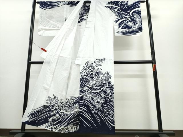 平和屋着物∴夏物　浴衣　訪問着　立波龍文　綿　逸品　CABE8848ng 2