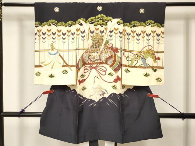 Kimono （For Girls） - 平和屋着物[]お宮参り　男の子　祝着　産着　初着　のしめ　駒刺繍　龍　兜　鶴　矢羽松文　金彩　逸品　DABC5353ma