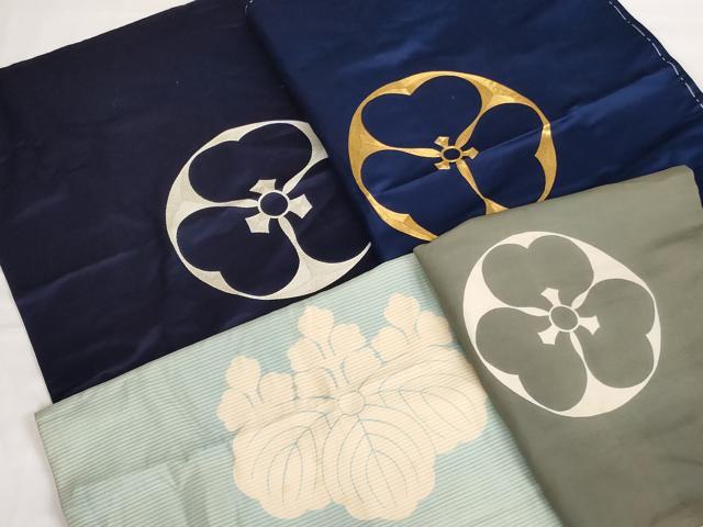 平和屋本店▼掛 袱紗4点セット 駒刺繍 片喰 五三の桐 法衣 寺院 仏具 仏教 僧侶 神職 装束 AABI0391ja