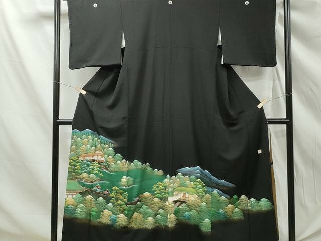 平和屋着物■豪華黒留袖　作家物　遠山風景文　金彩　正絹　逸品　CAAR7522yk
