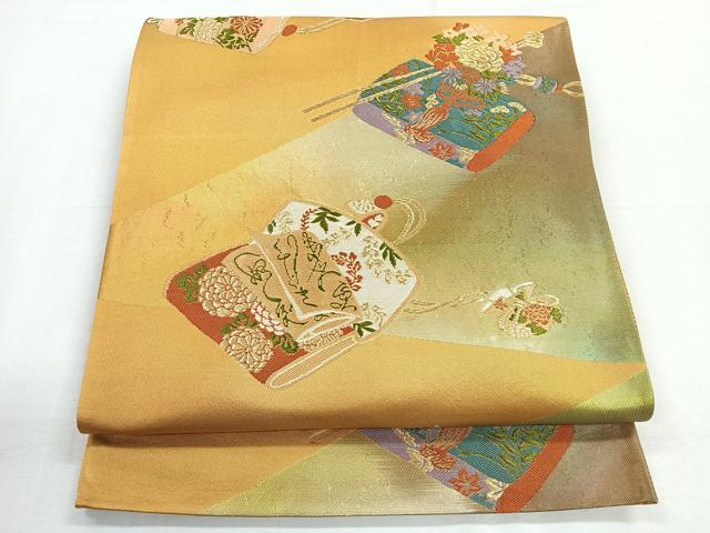 Rakuten - 平和屋着物◎六通柄袋帯　器物花文　金糸　正絹　逸品　CABE5905nb