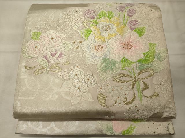 Other - 平和屋着物◎六通柄袋帯　唐織　草花文　金銀糸　正絹　逸品　CABF5873oy
