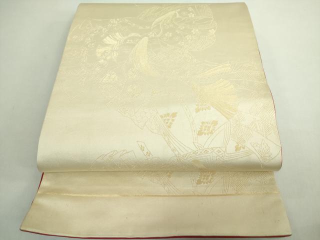 平和屋着物◎両面　全通柄袋帯　女人文　金糸　正絹　逸品　DABE0362ya