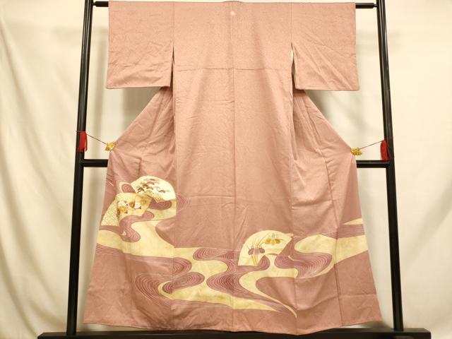 平和屋着物■豪華色留袖 駒刺繍 地紙吉祥草花文 金彩 三越扱い 正絹 逸品 AABH9142fw