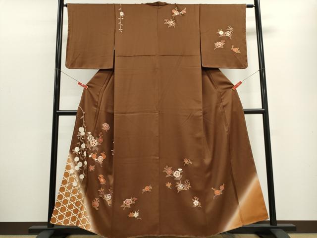 Full-Length Under-Kimono - 平和屋着物■訪問着　枝花文　暈し染め　金彩　正絹　逸品　CABF6449ou