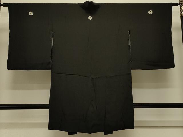 平和屋着物＃長羽織黒地正絹逸品CA...