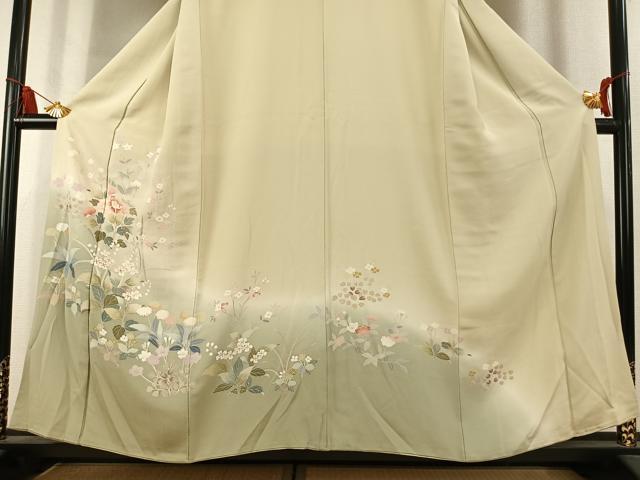 平和屋の平和屋着物●訪問着　友禅　草花文　暈し染め　正絹　逸品　AABK7923fy｜アングル3