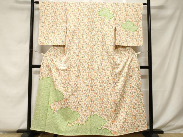 平和屋着物■訪問着　鹿の子草花丸文　正絹　逸品　CABF4292ev