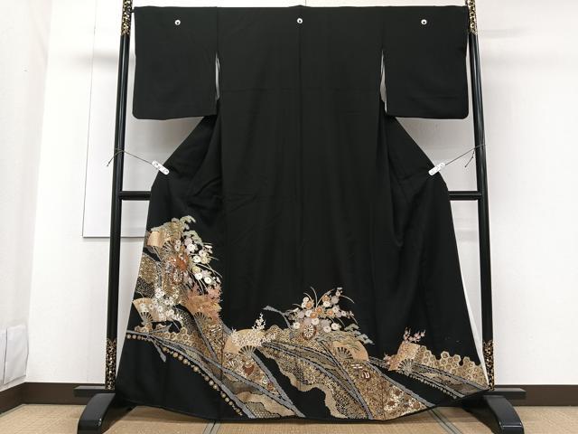 平和屋着物■豪華黒留袖　花車宝文　松竹梅　金彩　正絹　逸品　CABF8116xi