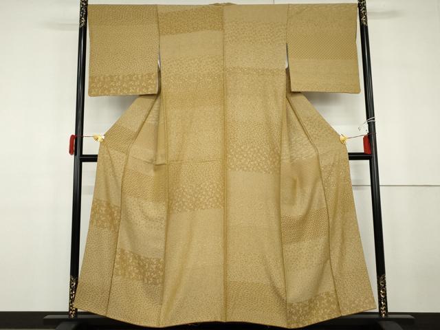 平和屋着物●お召　吉祥横段文　正絹　逸品　AABG7875cs