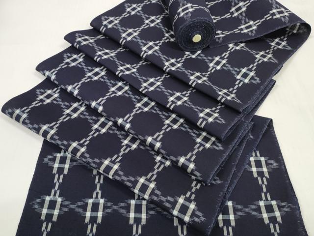 平和屋着物●久留米絣　反物　着尺　絣丸文　綿　逸品　未使用　DABC1753zzz