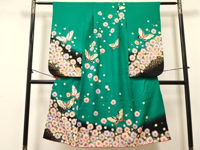 Kimono （For Girls） - 平和屋着物[]七五三　女の子　7歳　祝着　四つ身　絞り　辻が花　舞蝶文　暈し染め　金銀彩　逸品　DABC5452ma