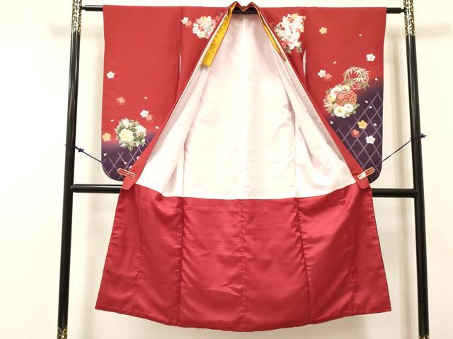 平和屋の平和屋着物[]七五三　女の子　7歳　祝着　四つ身　鈴花丸文　暈し染め　金彩　DABC5455ma｜アングル2
