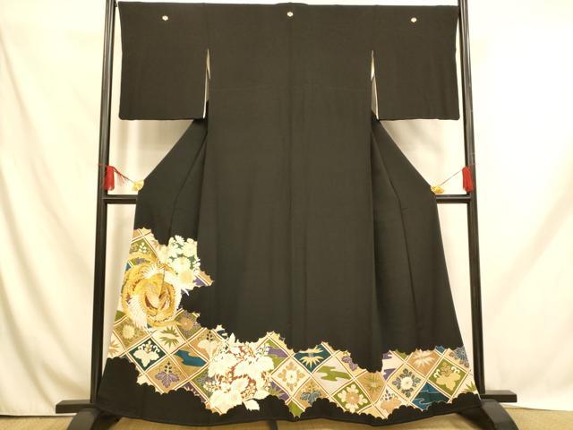 乐天商城 - 平和屋着物■豪華黒留袖　刺繍　鳳凰桐丸文　金銀糸　金彩　正絹　逸品　AABH9100fw