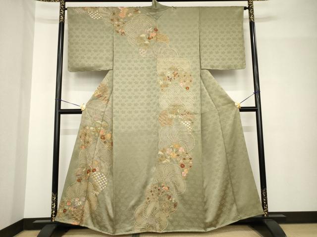Rakuten - 平和屋着物●訪問着　総刺繍　ねじ梅　金糸　正絹　逸品　AABH4265ck
