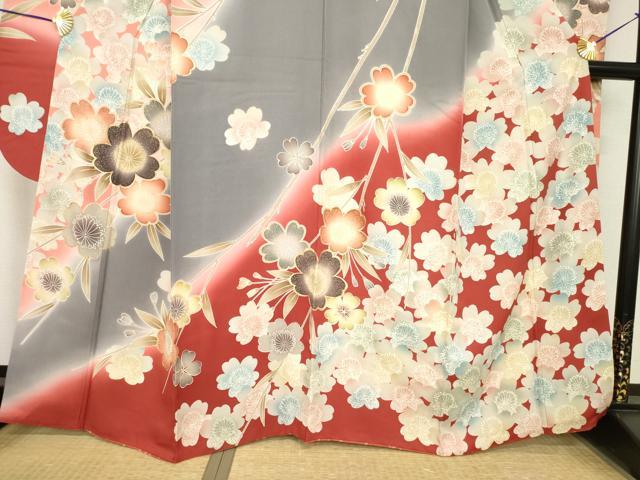 平和屋着物●豪華振袖　枝花文　暈し染め　金彩　正絹　逸品　AABH4271ck heiwaya-11141106 平和屋 サンプル画像3