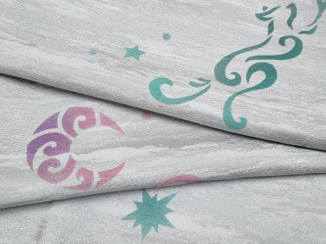 Kimono - 平和屋着物▽極上　小紋　単衣　猫　月　潤色地　逸品　未使用　CYAA4901s6