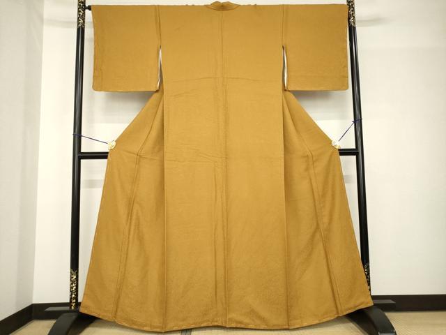 平和屋着物●上質な色無地　花唐草地紋　黄唐茶色　正絹　逸品　未使用　AABH5769ck heiwaya-11141271 平和屋 サンプル画像2