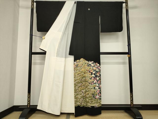 平和屋の平和屋着物●豪華黒留袖　友禅　作家物　松竹梅　正絹　逸品　AABH5777ck｜アングル2