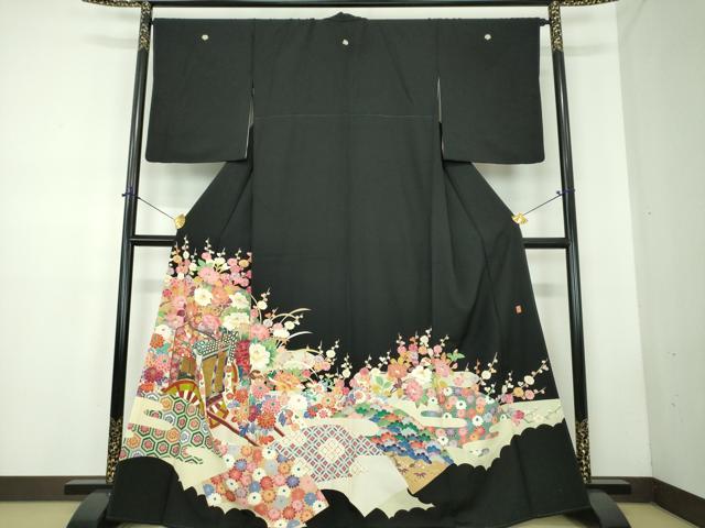 平和屋本店■極上　本加賀友禅作家　百貫華峰　訪問着　花鳥文　暈し染め　薄香色地　逸品　CYAA3548s5 平和屋本店□極上 本加賀友禅作家 百貫華峰 訪問着 花鳥文 暈し染め 薄