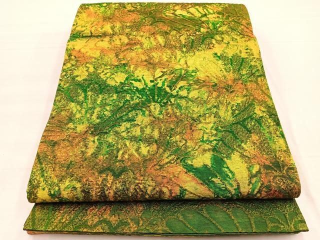 Rakuten - 平和屋着物◎全通柄袋帯　ふくれ織　花青海波　金糸　正絹　逸品　BAAX0736hv